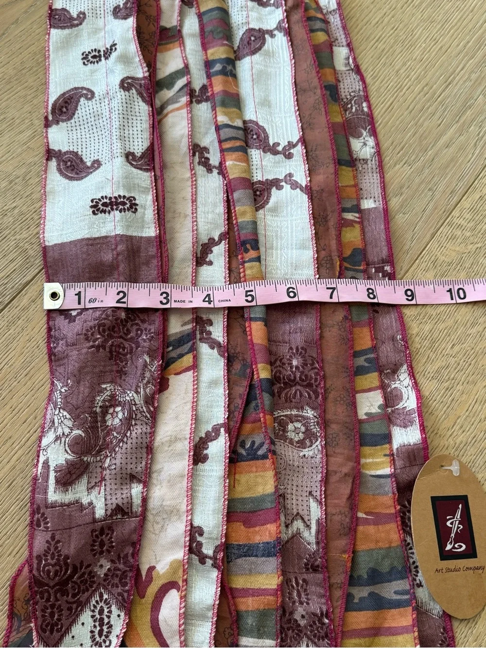 Art Studio Company Boho Mixed Print Multi-Strand Fringe Scarf OS